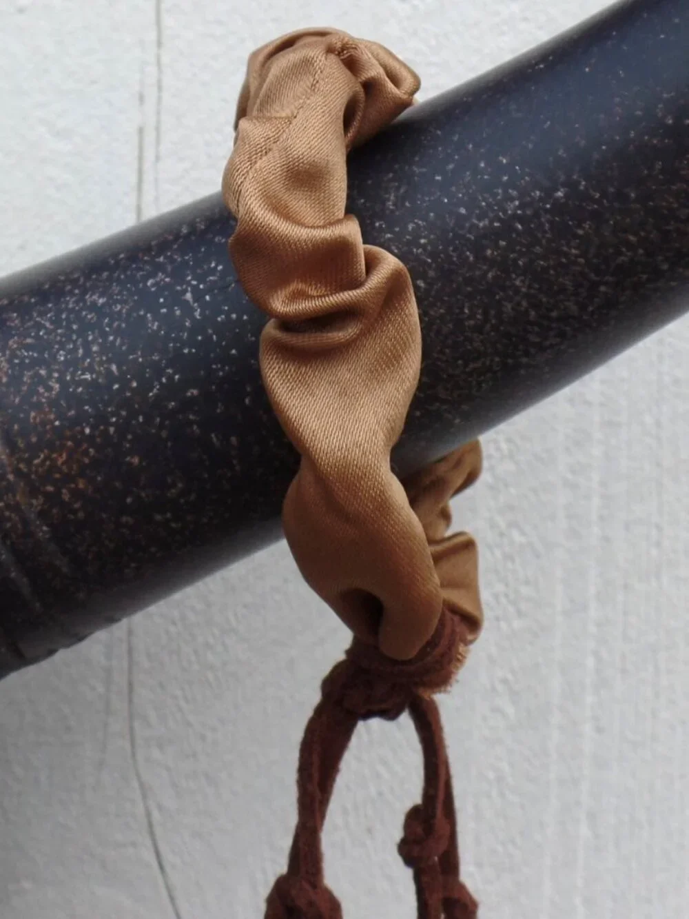 Hand Crafted SUEDE Hair Tie BEADED KNOTTED